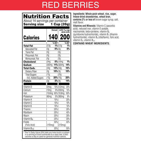 19.2 oz Kellogg's Special K Red Berries Breakfast Cereal, Good Source of Fiber, Giant Size