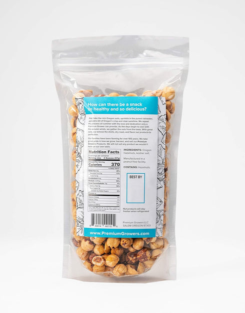 1 LB Oregon Farm To Table - Hazelnuts from Premium Growers - Dry Roasted - Lightly Salted Kosher Certified