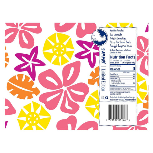 Summer Pack, 12 oz 12 pack Polar Seltzer Limited Edition Sparkling Water, Variety fl cans