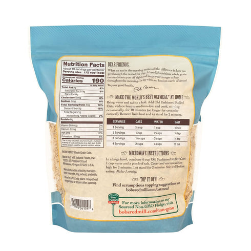 32 (Pack 4) Bob's Red Mill Resealable Old Fashioned Regular Rolled Oats, Ounce