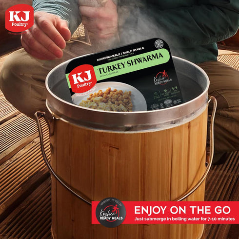 (1 Pack) KJ Poultry Kosher Ready Meals - Turkey Shwarma, MRE Meat Meals Ready to Eat, Gluten Free, Halal, Prepared
