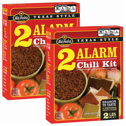 Wick Fowler's 2-Alarm Chili Kit, Texas Style Chili Seasoning Mix, 3.3oz Box (Pack of 2)