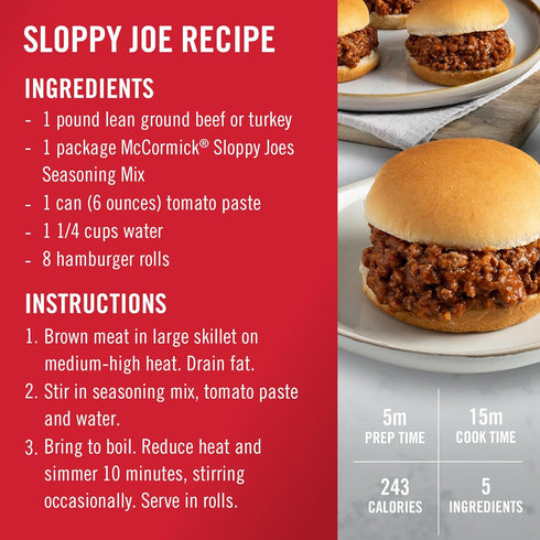 1.31 oz McCormick Sloppy Joes Seasoning Mix