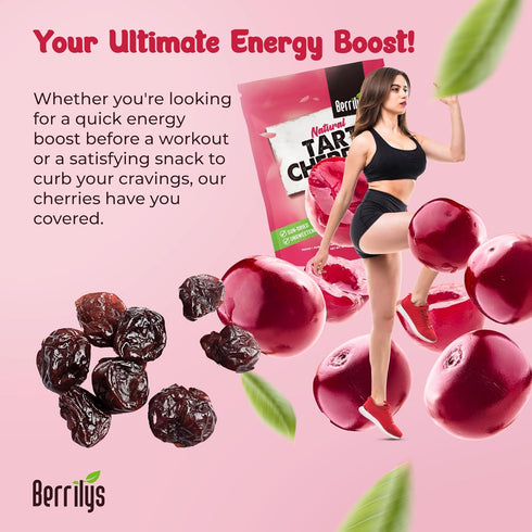 16 oz Berrilys Dried Tart Cherries - Unsweetened, No Sugar Added, Pitted, Unsulfured, No Preservatives, Non-GMO