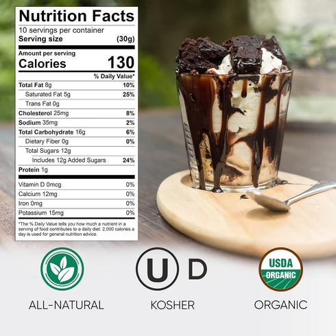 7.2 oz King's Cupboard Organic Hot Fudge Sauce - The Perfect Hot Chocolate Sauce for Topping Ice Cream & Desserts
