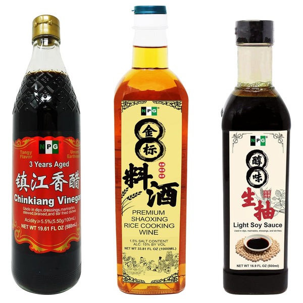 Chinkiang Vinegar 19.61 fl oz, Premium Shaoxing Cooking Wine 33.81 Fl Oz