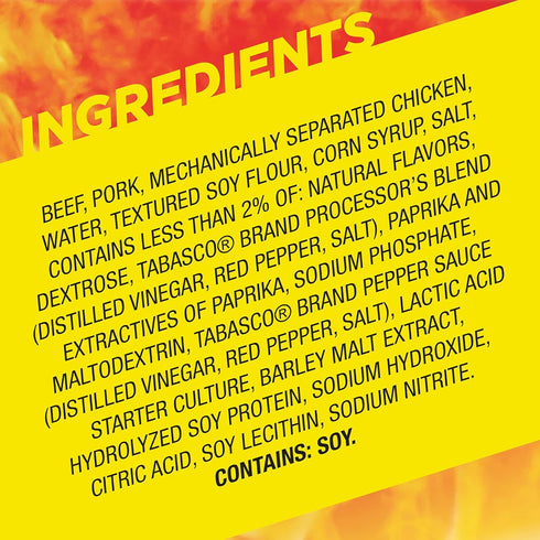 6g 0.97 oz. (24 Count) Slim Jim Giant Smoked Meat Sticks, Tabasco Flavor, Protein Per Stick