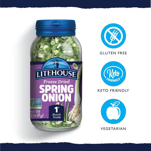 Litehouse Freeze Dried Spring Onion, 1 Bunch, Fresh Taste, Gluten Free, 0.23 Ounce