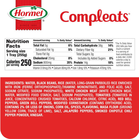 9 OZ, 6 Pack HORMEL COMPLEATS Chicken Burrito Bowl