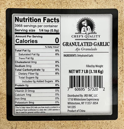 7 LB Chef's Quality Granulated Garlic
