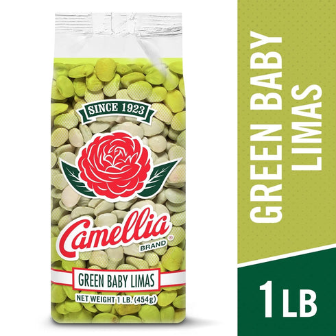 1 (Pack 6) Camellia Brand Dried Green Baby Lima Beans Premium Tender Southern Lima Beans for Succotash, Soups, Stews