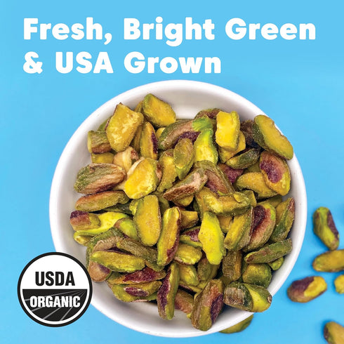 (8 Wilderness Poets, Organic Pistachios - Bright Green Pistachio Nut Halves, No Salt, Grown in California Ounce)