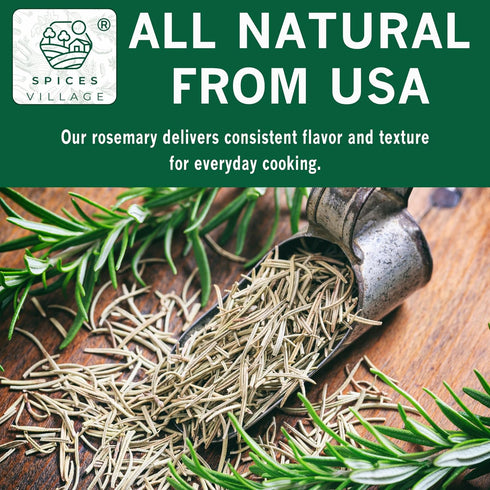 SPICES VILLAGE Rosemary Dried, Rosemary Herbs Dried, Cut & Sifted Pure Mediterranean Seasoning - Kosher, Gluten Free
