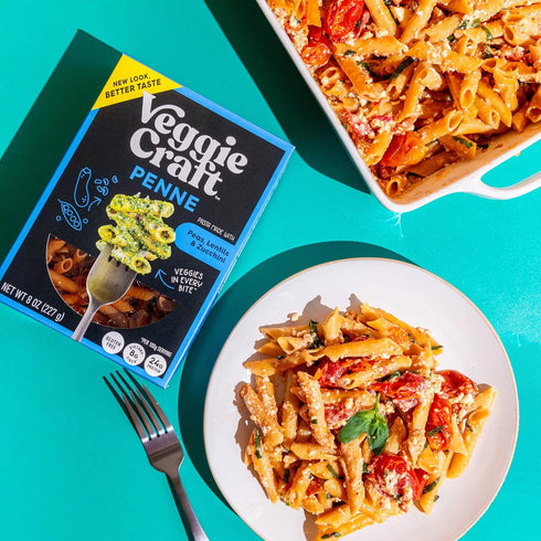 Veggiecraft Farms Penne Pasta - Low Carb, Protein Pasta, Lentil Noodles with Peas & Zucchini, 8 Oz