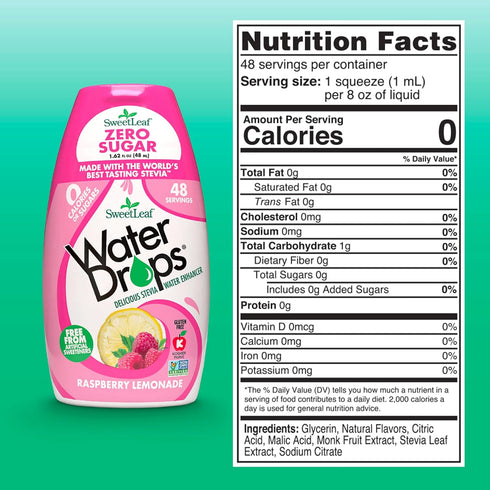 SweetLeaf Water Drops - Raspberry Lemonade, Sugar-Free Water Enhancer Drops, 1.62 Fl Oz (Pack of 2)