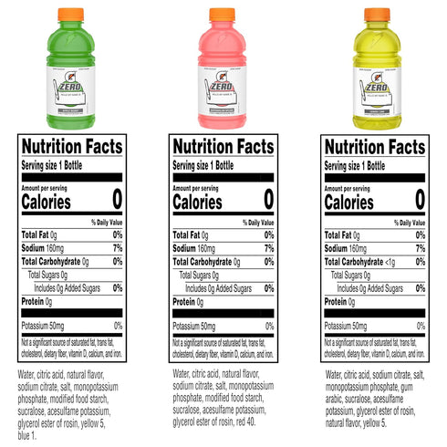 Pack, 12 Oz (Pack 24) Gatorade Zero Kids Variety (Apple, Watermelon, Lemon Lime), Fl