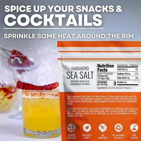 5 Oz Spicy Hot Habanero Sea Salt Infused with Real Habanero Peppers Natural Premium Grade Fine-Grain Flavored Salt