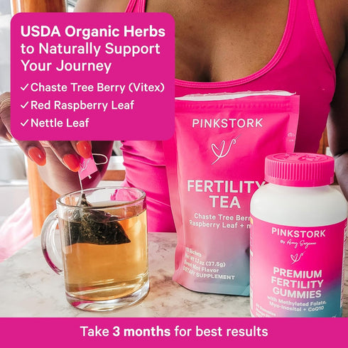 Pink Stork Fertility Tea for Conception and Hormone Balance, Organic Mint, 15 Sachets
