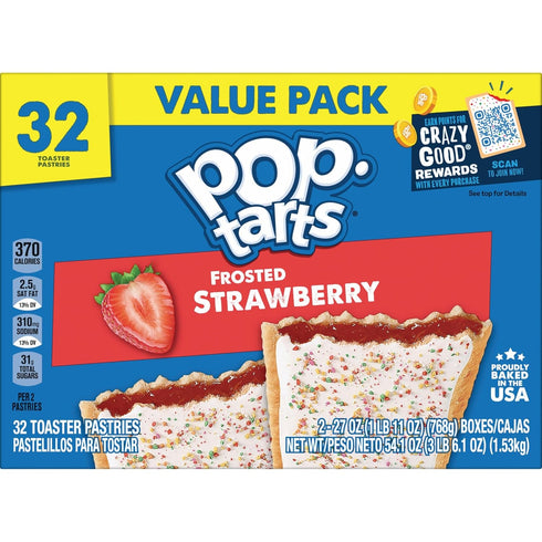 Pack, (32 Pop-Tarts Toaster Pastries, Breakfast Foods, Kids Snacks, Mega Value Frosted Strawberry Pop-Tarts)