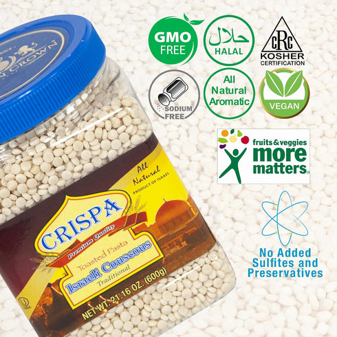 21.16 oz (1.3Lb) 0.5g 220 Crispa Premium Quality Traditional Israeli Couscous - | All Natural Product of Israel Having