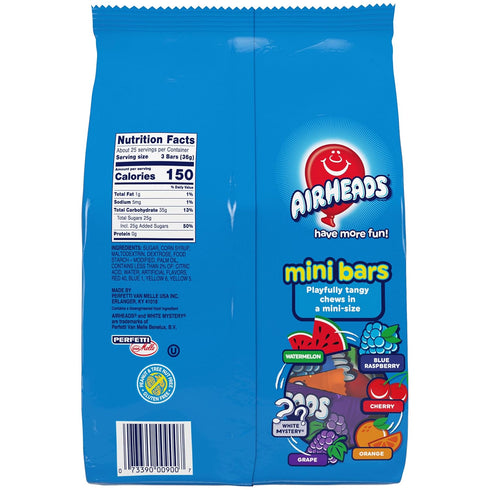 Pack, 80 Count (4-Pack) Airheads Mini Candy Bars, Taffy Variety Individually Wrapped Bulk Candy, Six Assorted Fruit