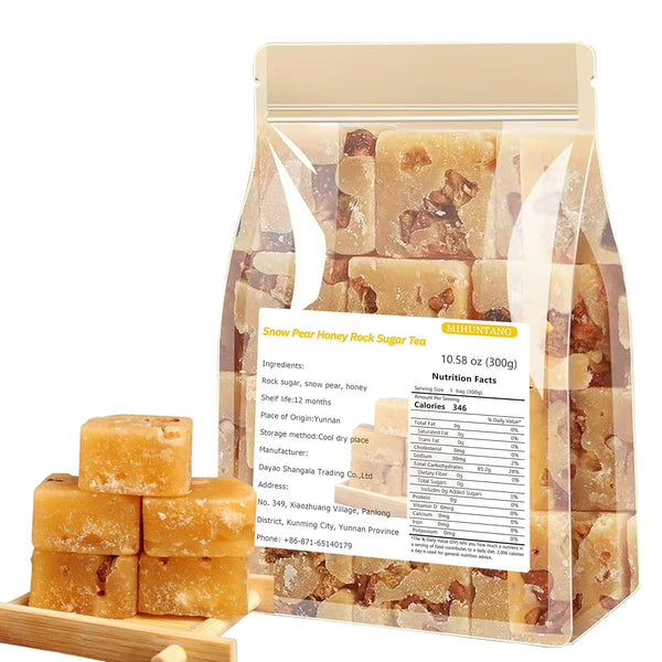 MIHUNTANG Snow Pear Rock Sugar Tea 10.58 oz/300g Sweet Pear Honey Rock Candy