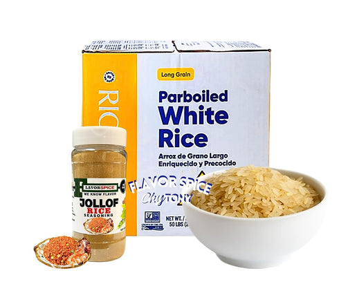 Parboiled Rice 25LB | With Flavor Spice Jollof Rice Seasoning Crafted with