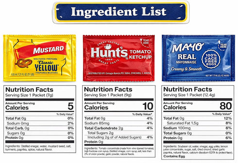 Arthur Nicolas Packets Pack 150 Count Packets Condiment Variety | | Mustard, Ketchup & Mayonnaise | Single Serve