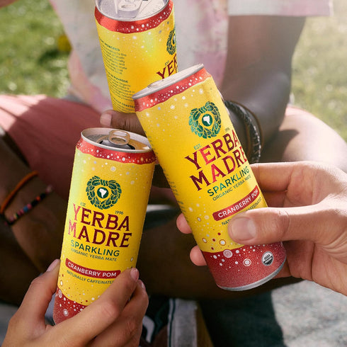 115mg 12oz (Pack 12) (Packaging Yerba Madre Organic Sparkling Yerba Mate, Cranberry Pom, Natural Plant Based Caffeine