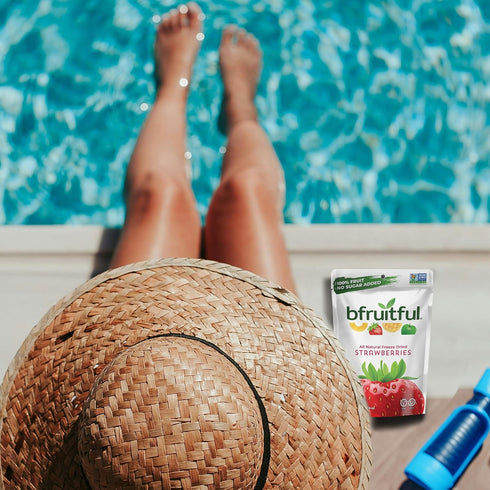 0.56 oz Packets, 12 Pack bfruitful Freeze-Dried Strawberries, Freeze Dried Fresh Fruit Bites, Gluten Free, Vegan, Dairy