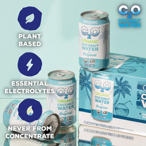 C2O (24 Pack, 3 Pack 24 10.5 OZ - Organic Coconut Water, The Original Flavor Fridge Boxes) - Fresh Coconut Water, Non