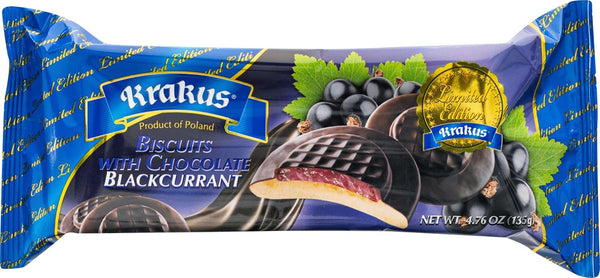 Generic Blackcurrant Flavored Jelly Krakus Biscuits Covered in Chocolate, Imported Polish Chocolate Cookies