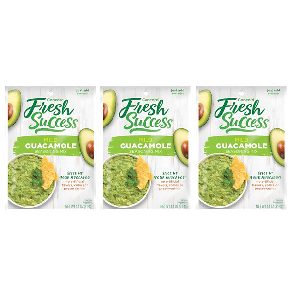 Concord Foods Classic Mild Guacamole Mix, Authentic Flavor for Dips & Salsas, Pack of 3