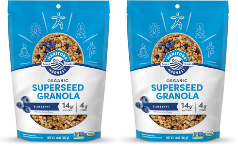 Manitoba Harvest Hemp Yeah Granola, Blueberry, 10oz, with 10 g of Protein,