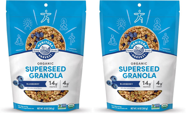 Manitoba Harvest Hemp Yeah Granola, Blueberry, 10oz, with 10 g of Protein,