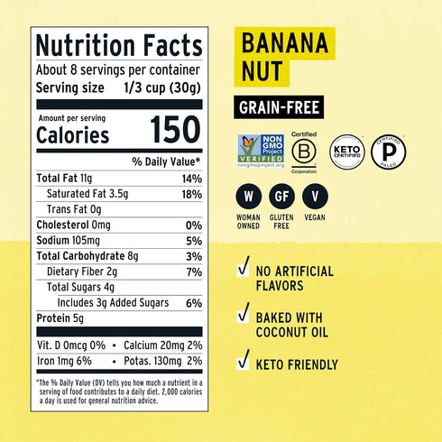 (3 8oz Purely Elizabeth, Banana Nut Butter, Keto Granola, Grain-Free Ct, Bags)