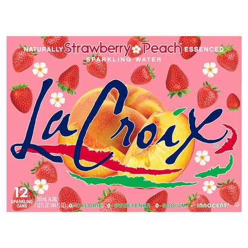 12 Oz (pack 12) La Croix Sparkling Water, Strawberry Peach, Fl