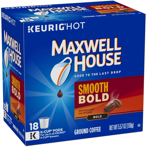 18 Count MAXWELL HOUSE Smooth Bold, K-CUP Pods Coffee