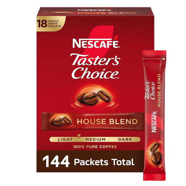 NESCAF Taster's Choice, Instant Coffee Packets, Light Medium Roast Coffee, House Blend,