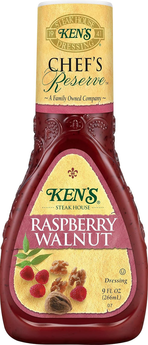 9 (Pack 3) Ken's Steak House Chef's Reserve Raspberry Walnut, Ounce