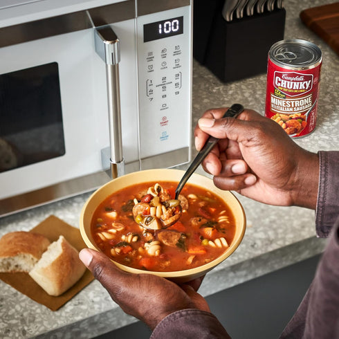 18.8 12) Campbells Chunky Soup, Minestrone With Italian Sausage Soup, Ounce Can (Case