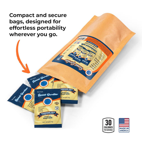(15 pack) 15 9g Condensed Milk Sachets Ziplog - Ideal for coffee! Each Ziplog contains sachets of of delicious