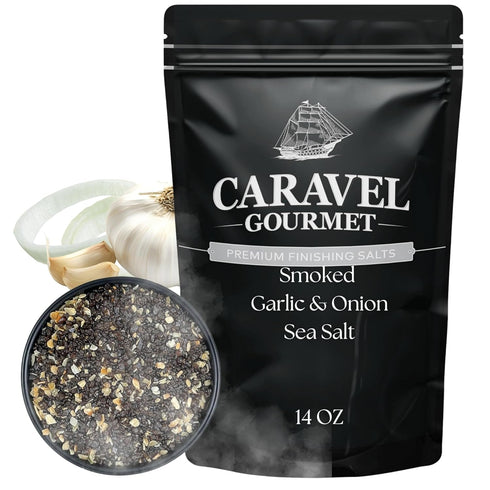 Smoked Garlic & Onion Sea Salt with Umami Flavor Smoked over Alderwood