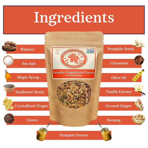 3-Pack Maple Nut Kitchen Pumpkin Gingerbread Delicious Pumpkin, Ginger & Spice artisanal granola mix | Perfect