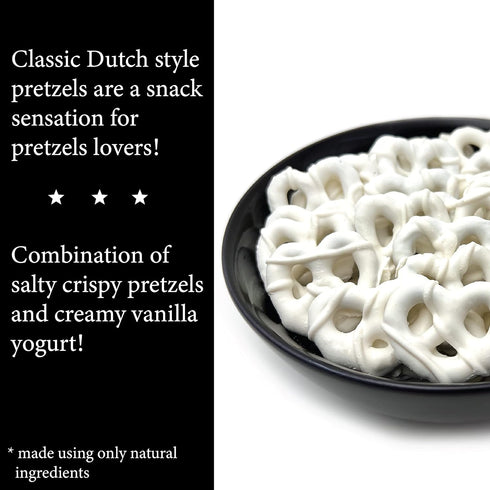 12 Vanilla Yogurt Covered Pretzels Snack, Salty Mini Pretzels Dipped in Sweet Vanilla Yogurt, Ounce Bag