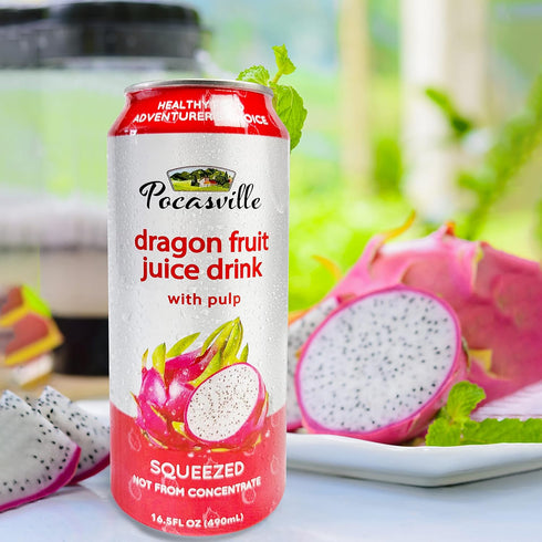 Pocasville 16.5 6 Fruit Juices, Squeezed not form Concentrate, Fluid Ounce Can (Dragon Fruit, Cans)