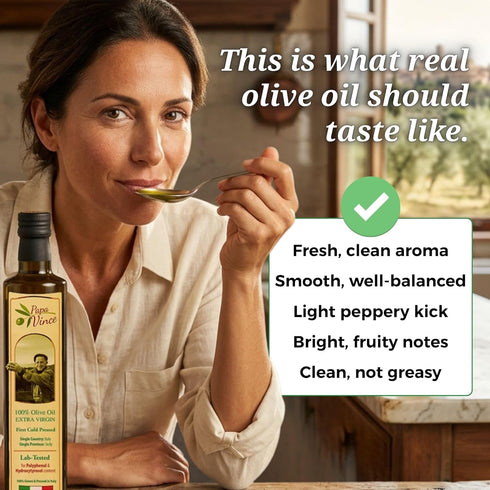 2024/25, Papa Vince Hydroxytyrosol Lab-Verified Olive Oil - Drinking EVOO, Fresh Taste, High in Polyphenols, First Cold