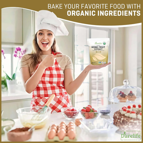 100% 5 OZ Durelife Organic Pure Monk Fruit sweetener, No Erythritol, Monkfruit Extract Powder, USDA organic NON-GMO