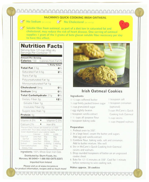 16-Ounce (Pack 6) McCANN'S Irish Oatmeal, Quick Cooking Rolled Oats, Boxes