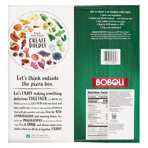Boboli 12" 12.6 oz Original Pizza Crust, Ready-made Plain Cooked Pizza Dough, Bag